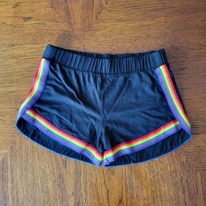 Heart And Hips Black Shorts with Rainbow Trim And Piping